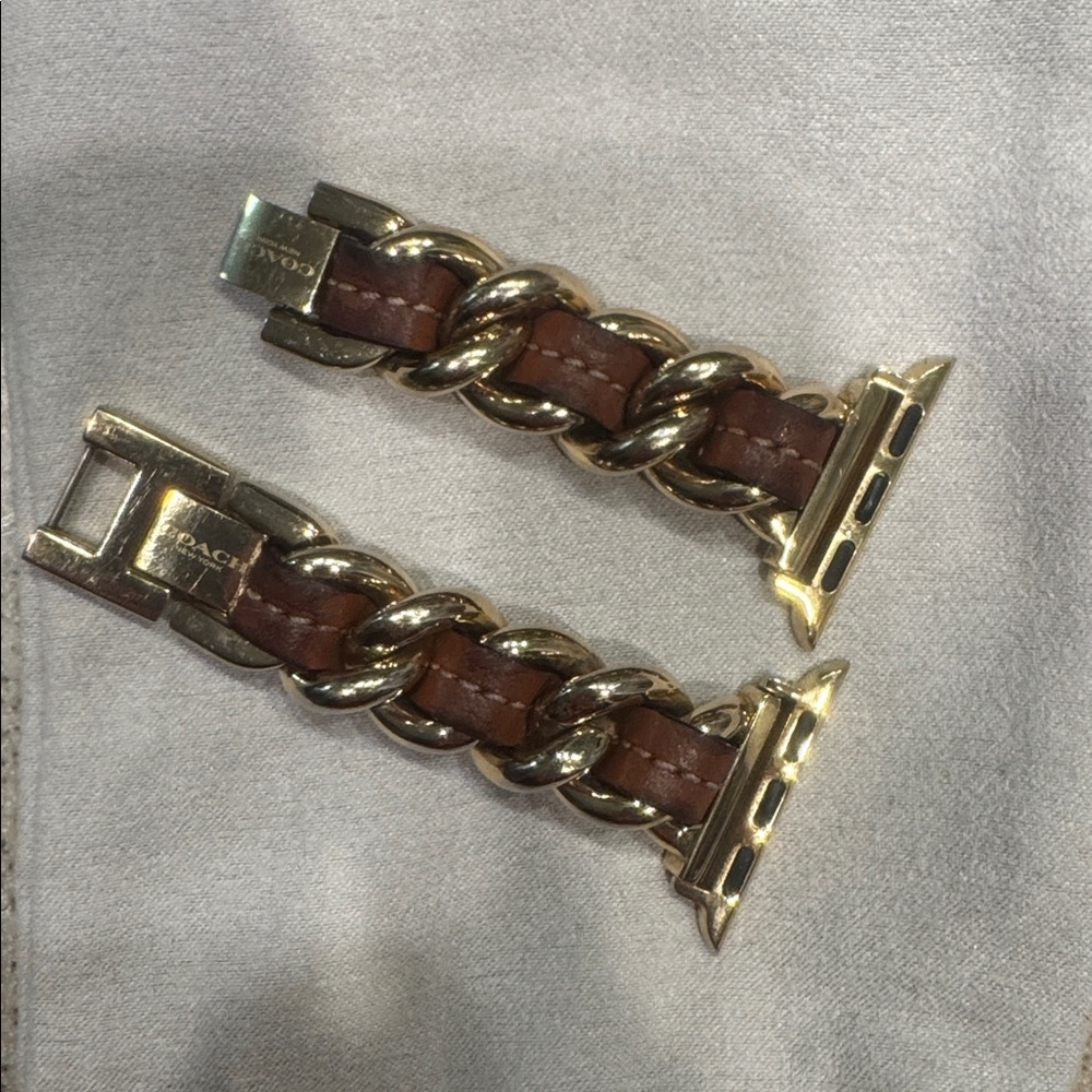 Coach Gold and Brown Chain Watch Band